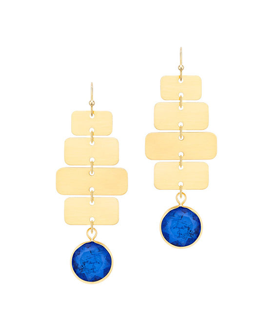 Crystal & Metal Rectangles Earring