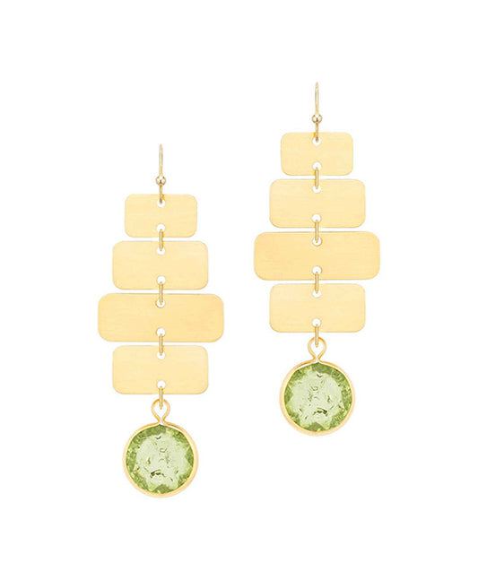 Crystal & Metal Rectangles Earring
