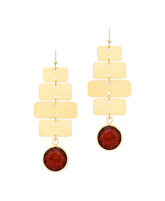 Crystal & Metal Rectangles Earring
