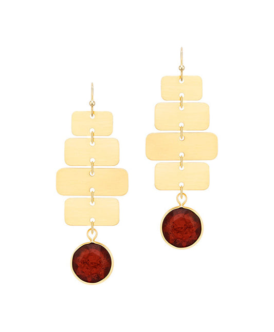 Crystal & Metal Rectangles Earring