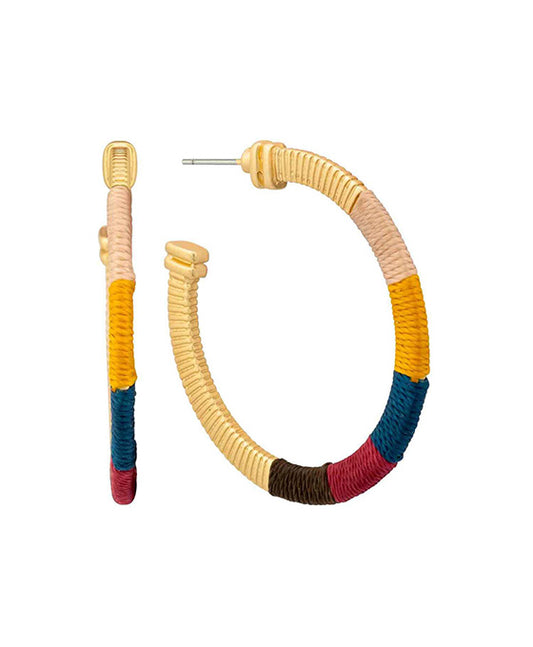 40mm Thread Metal Texture Hoop Earring