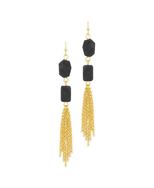 Stone & Metal Chain Earring