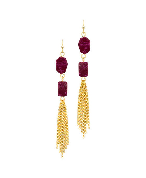 Stone & Metal Chain Earring