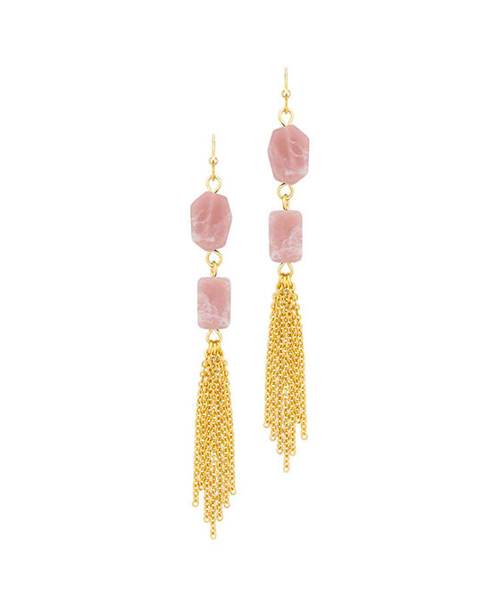 Stone & Metal Chain Earring