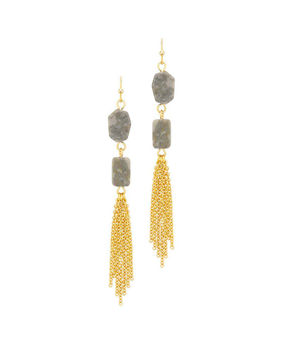 Stone & Metal Chain Earring