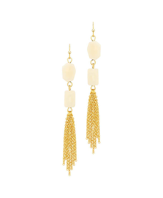 Stone & Metal Chain Earring