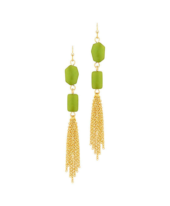 Stone & Metal Chain Earring