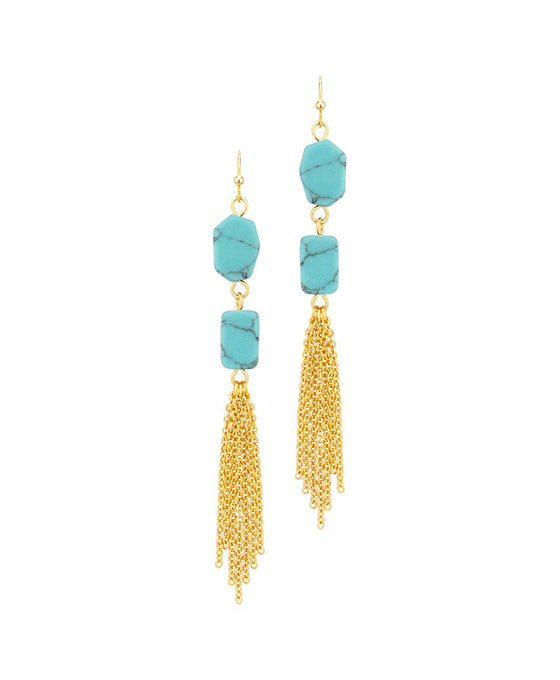 Stone & Metal Chain Earring
