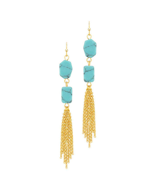 Stone & Metal Chain Earring