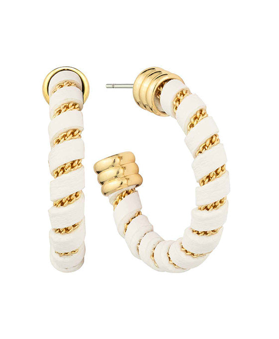 28mm Leather w/ Chain Metal Hoop Earring