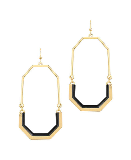 Metal w/ Acetate Hexagon Earring