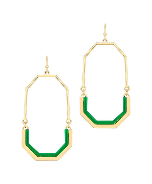 Metal w/ Acetate Hexagon Earring
