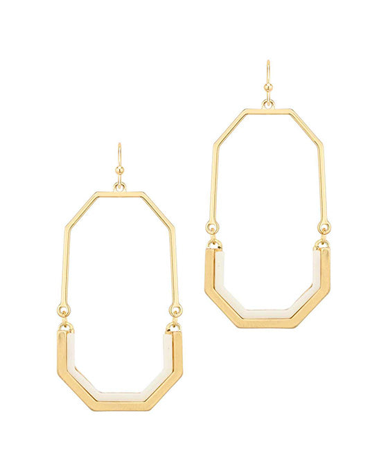 Metal w/ Acetate Hexagon Earring