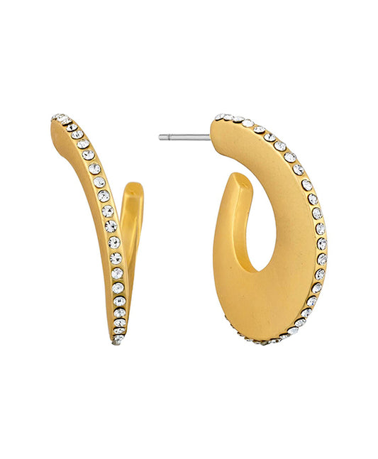 25mm Pave Metal Wavy Hoop Earring