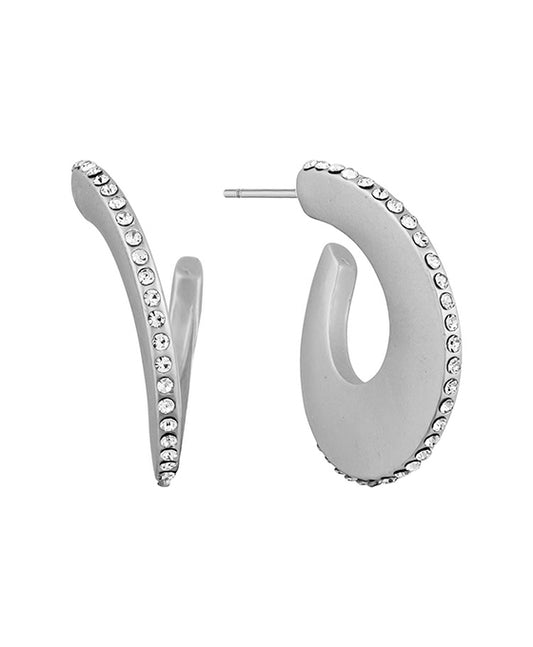 25mm Pave Metal Wavy Hoop Earring