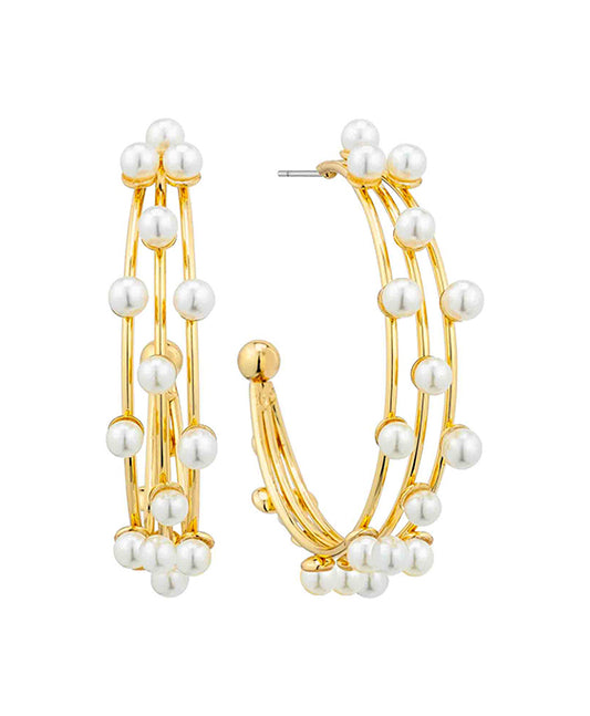 40mm Metal w/ Pearl Hoop Earring