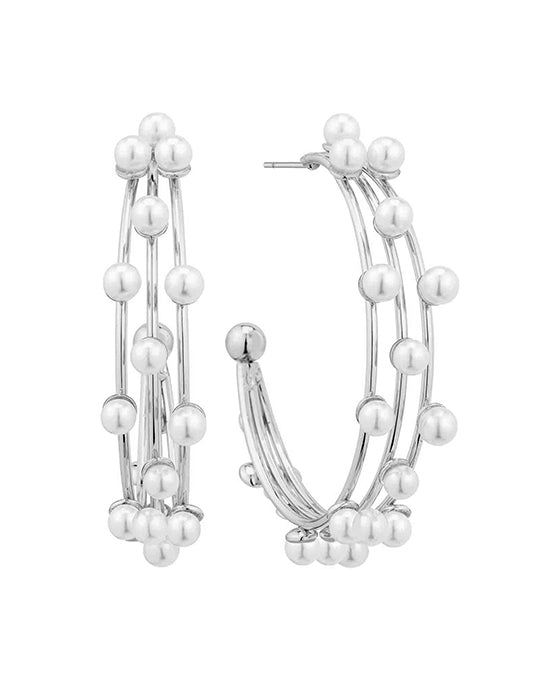 40mm Metal w/ Pearl Hoop Earring