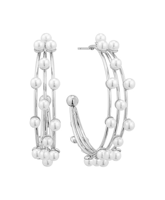 40mm Metal w/ Pearl Hoop Earring
