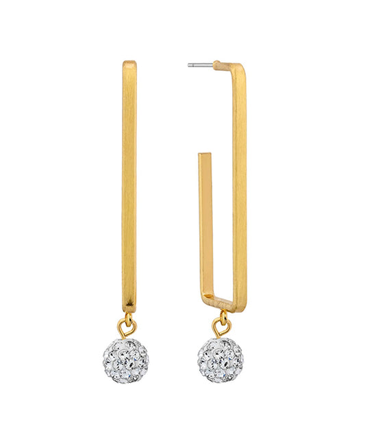 Pave Rinestone Rectangle Hoop Earring