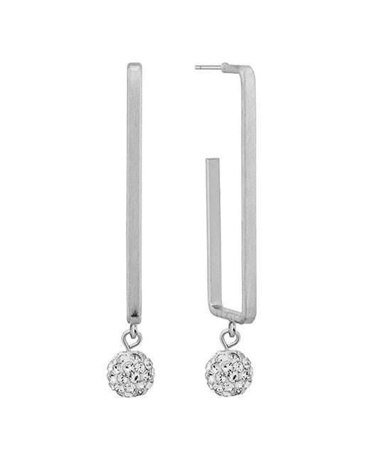 Pave Rinestone Rectangle Hoop Earring