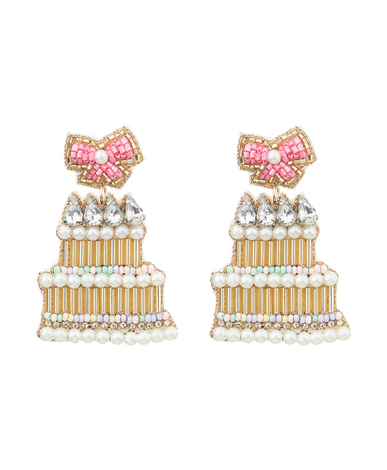 Birthday Cake Beaded Earring