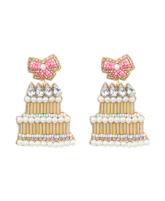 Birthday Cake Beaded Earring