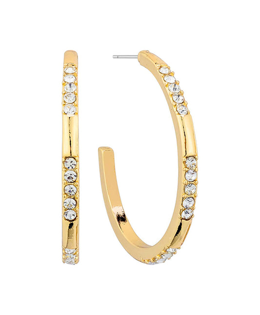 40mm Pave Rhinestone Hoop Earring