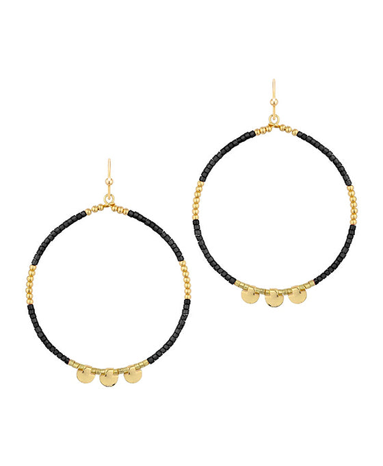 Seed Bead Metal Circle Earring
