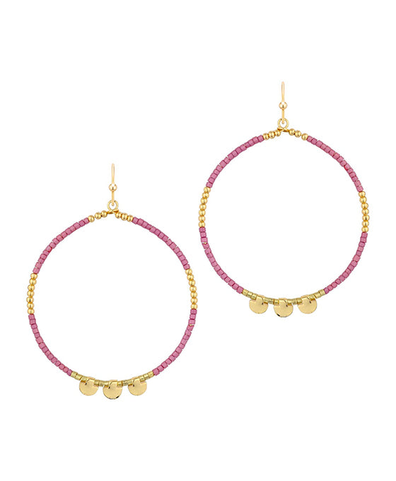 Seed Bead Metal Circle Earring