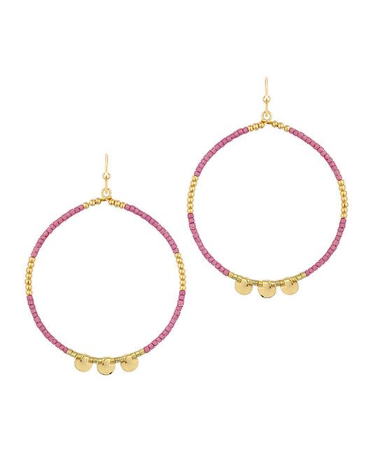 Seed Bead Metal Circle Earring