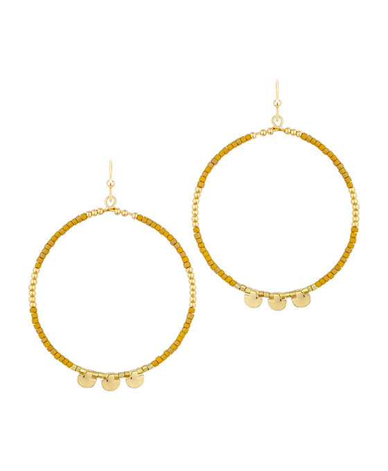 Seed Bead Metal Circle Earring