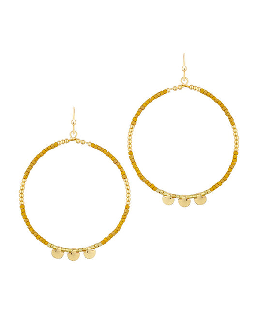 Seed Bead Metal Circle Earring