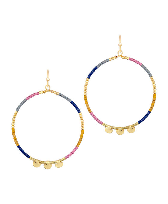 Seed Bead Metal Circle Earring