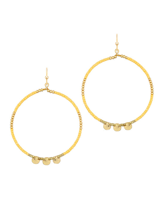 Seed Bead Metal Circle Earring