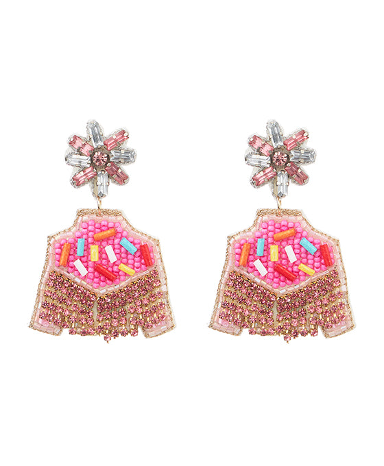 Sprinkle Cake Cowboy Jacket Beaded Earring
