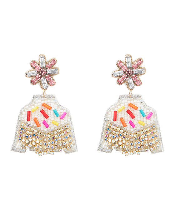 Sprinkle Cake Cowboy Jacket Beaded Earring