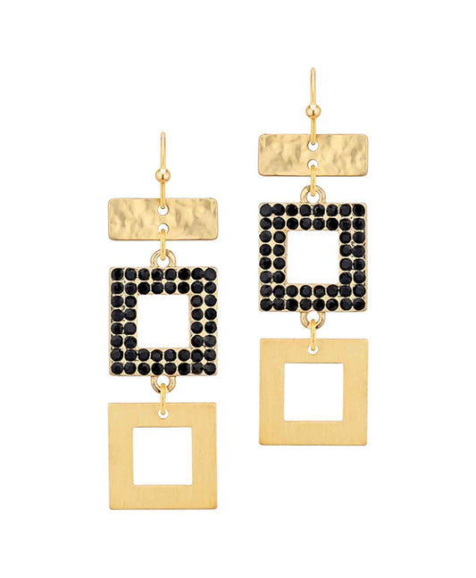 Metal Square Linked Earring