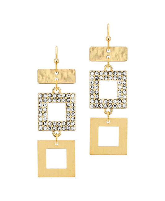 Metal Square Linked Earring