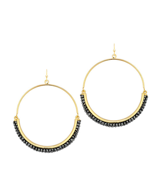 Pave Rhinestone Metal Circle Earring