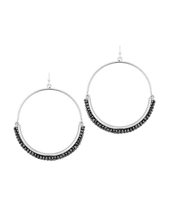 Pave Rhinestone Metal Circle Earring