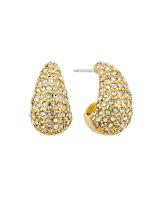 20mm Pave Crystal Metal Dome Hoop Earring