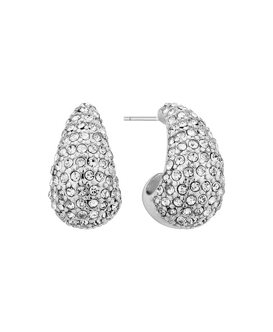 20mm Pave Crystal Metal Dome Hoop Earring