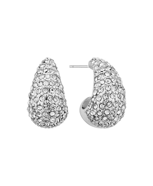 20mm Pave Crystal Metal Dome Hoop Earring