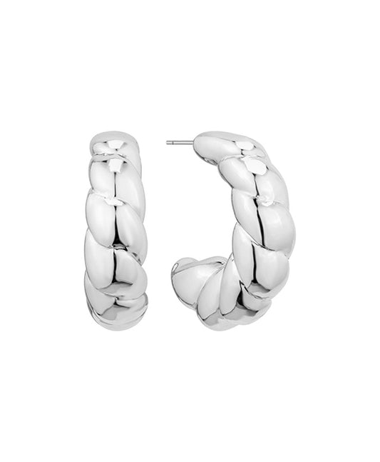 35mm Metal Texture Hoop Earring