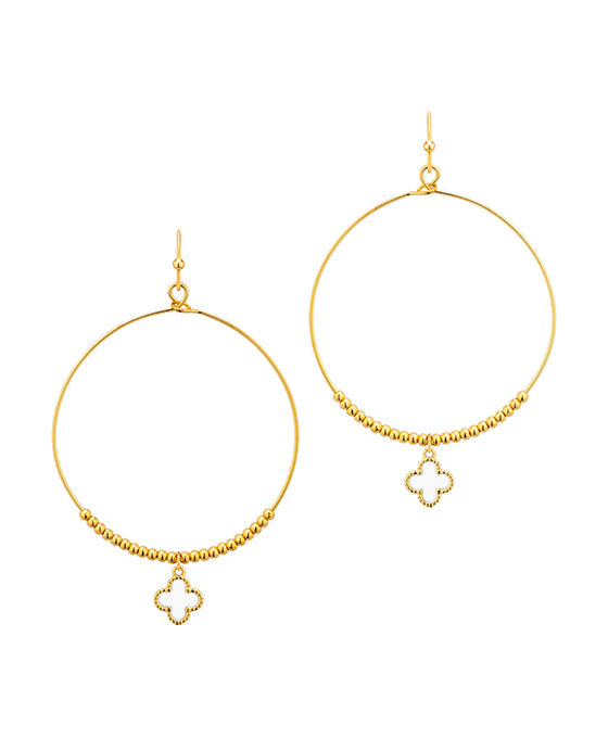Epoxy Metall Clover Circle Earring