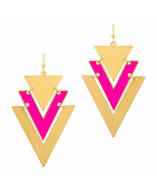 Epoxy Metal Triangle Earring