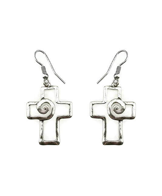 Rustic Swirl Cross Earring