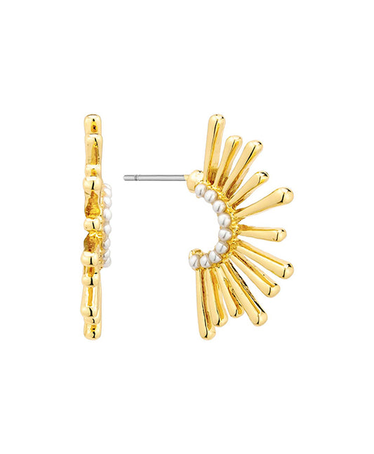 25mm Pave Pearl Metal Hoop Earring