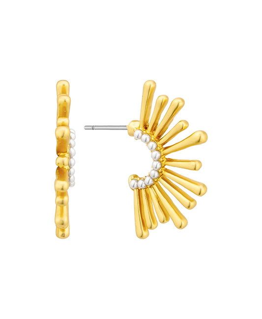 25mm Pave Pearl Metal Hoop Earring