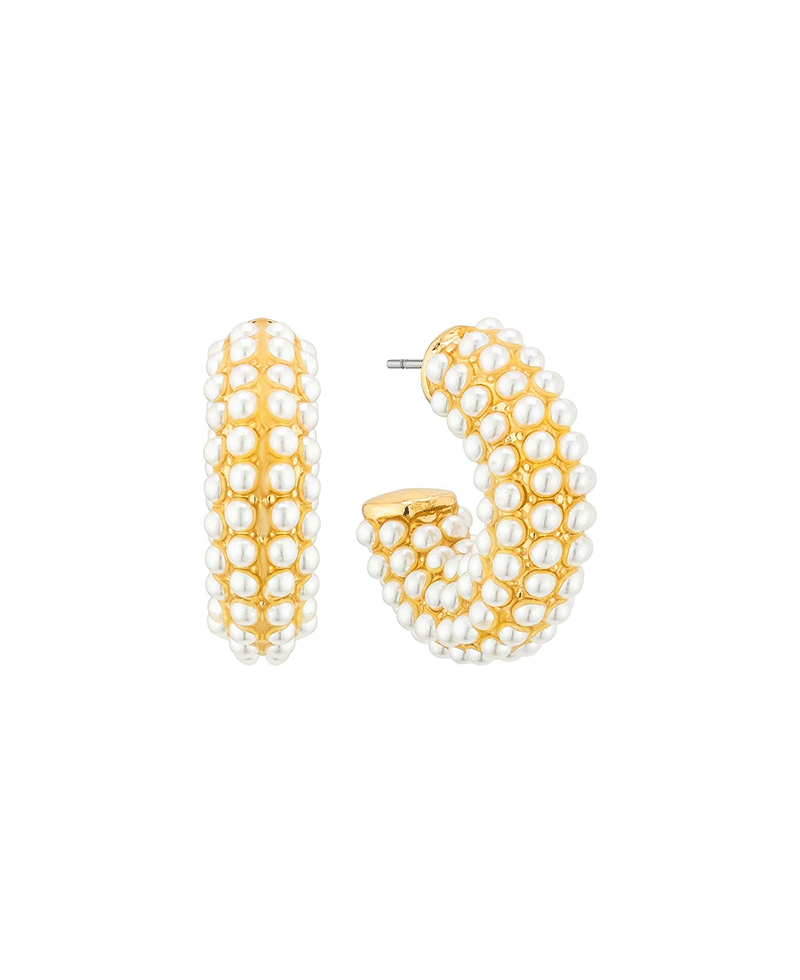 Metal w/ Pearl 25mm Hoop Earring